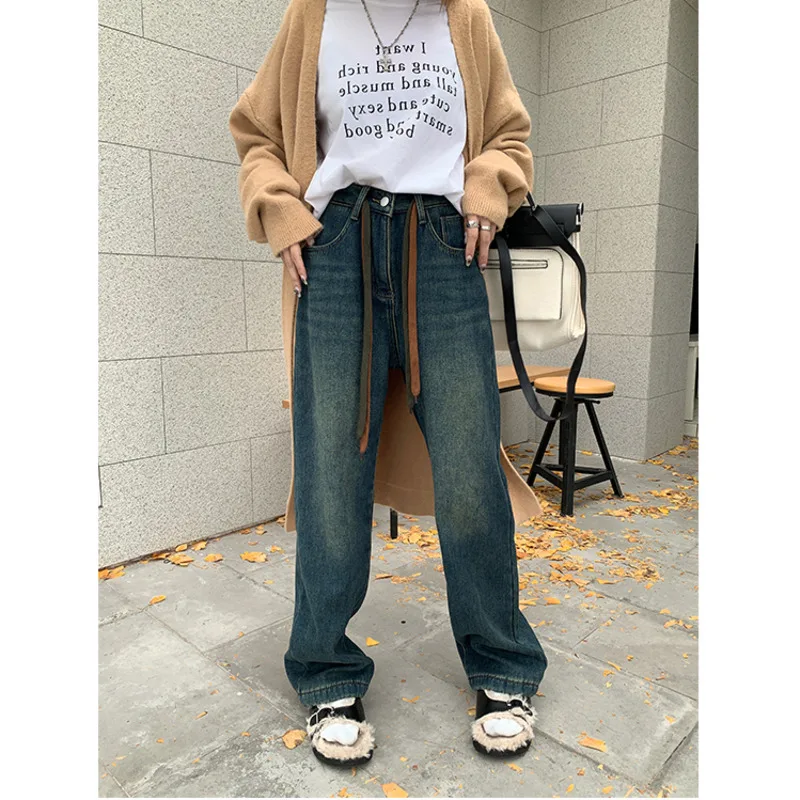 Female Clothing Straight Leg Jeans Women 2022 Vintage Clothes Baggy Jeans Woman High Waist Newjeans Y2k Korean Fashion Denim