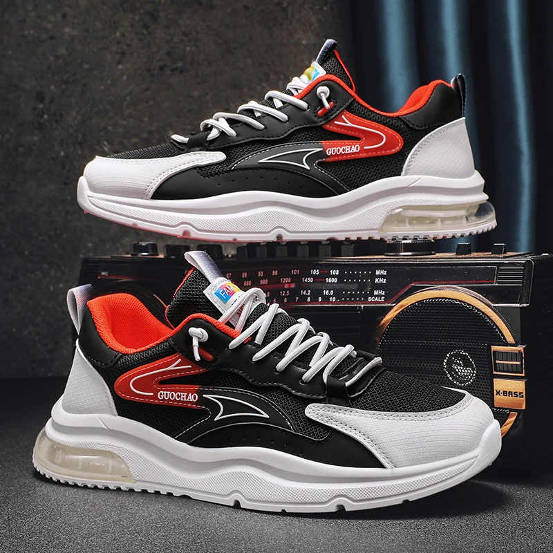 

Кроссовки Four Seasons мужские для скейтборда, легкие дышащие кеды на платформе, повседневная обувь для бега, Нескользящие, на плоской подошве