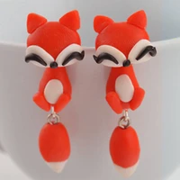handmade fox polymer clay earrings cartoon fox earrings cute animal earrings suitable for female girls to give children gifts