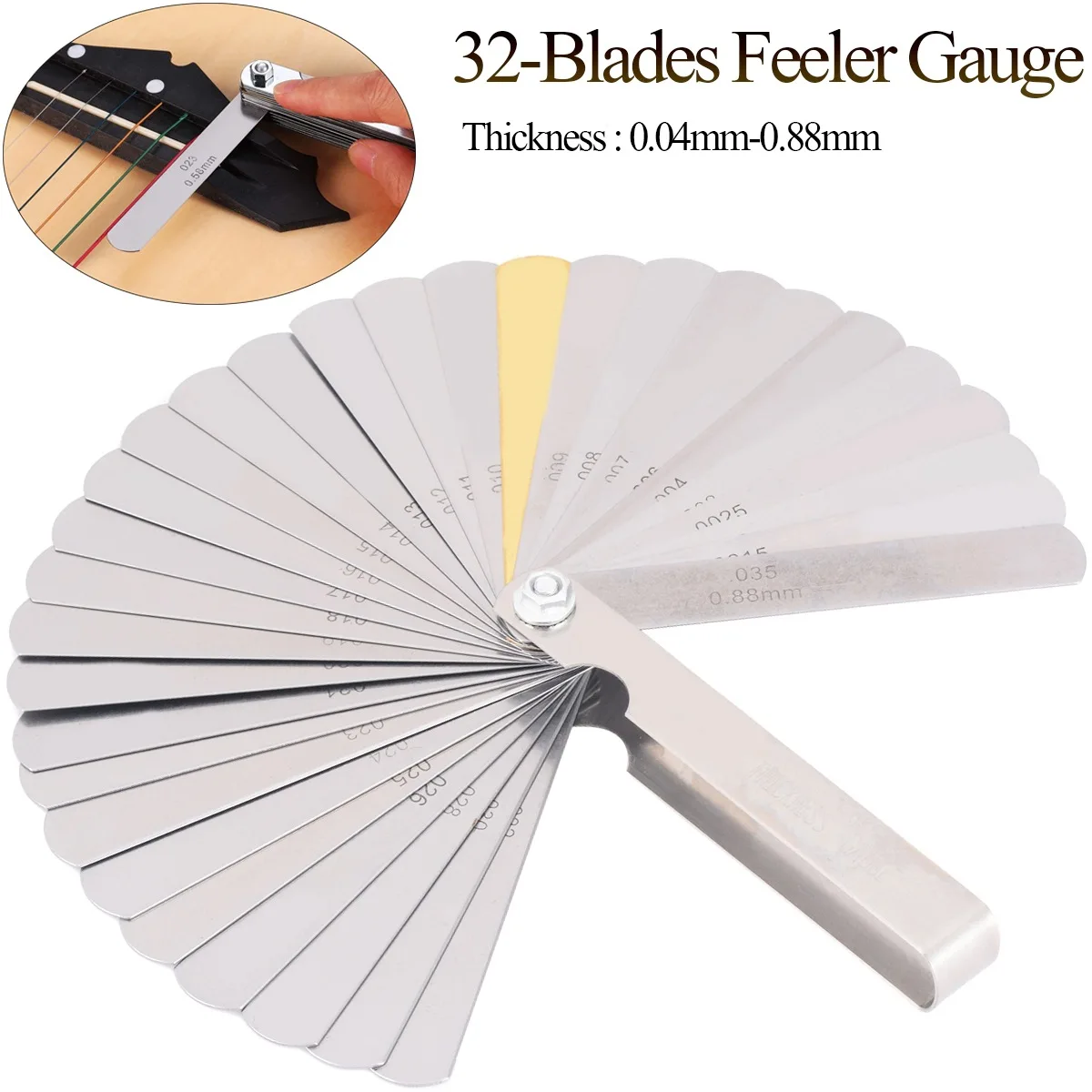 32/20/17 Blades Metric Feeler Gauge High Precision 0.04-0.88 Thickness Gages Gap Filler Feeler Gauges Woodworking Measuring Tool