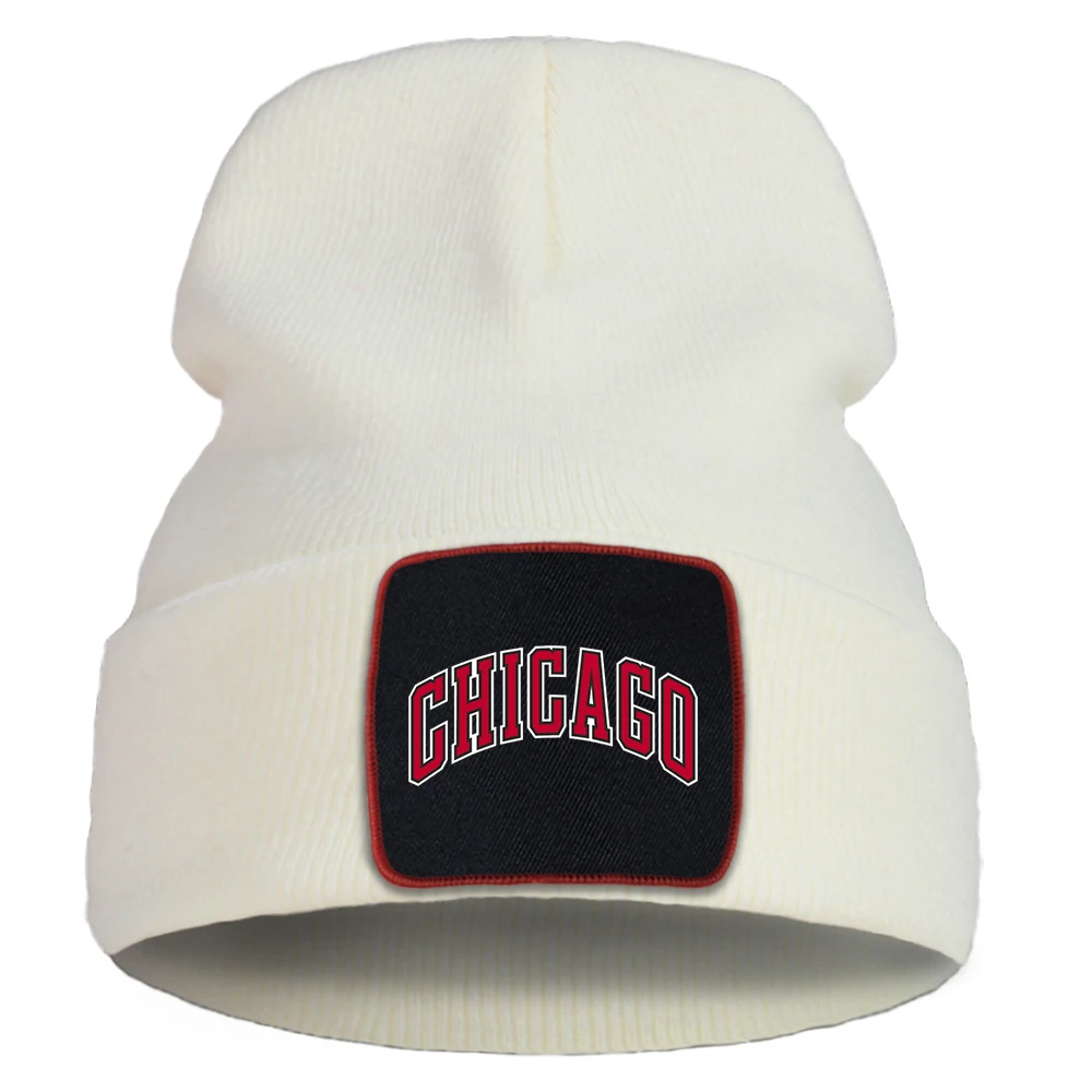 

Балаклава женская с принтом Чикаго, Удобная шапка в стиле Харадзюку, теплая Повседневная винтажная вязаная шапка в стиле унисекс, Осень-зим...