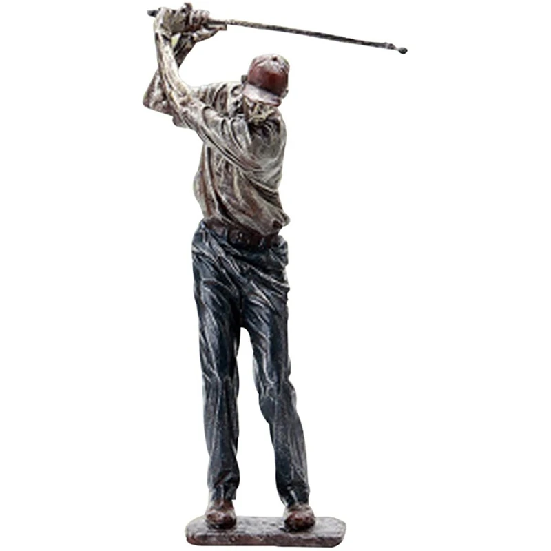 

Golfer Figurine Vintage Figure Statue Decor Decorative Resin Sculpture Desktop Ornament For Home Shelf Office Decor