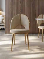 italian light luxury leather dining chair household designer simple modern soft bag backrest stool high end net red restaurant c