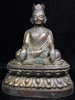11 chinese folk collection old bronze cinnabar mud gold northern wei buddha guru buddha buddhist teacher sitting buddha