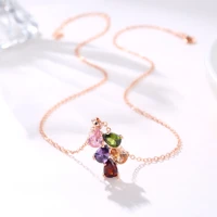 grier korean trendy water droplets necklace for women girls elegant rose gold color zircon choker collares party jewelry gift