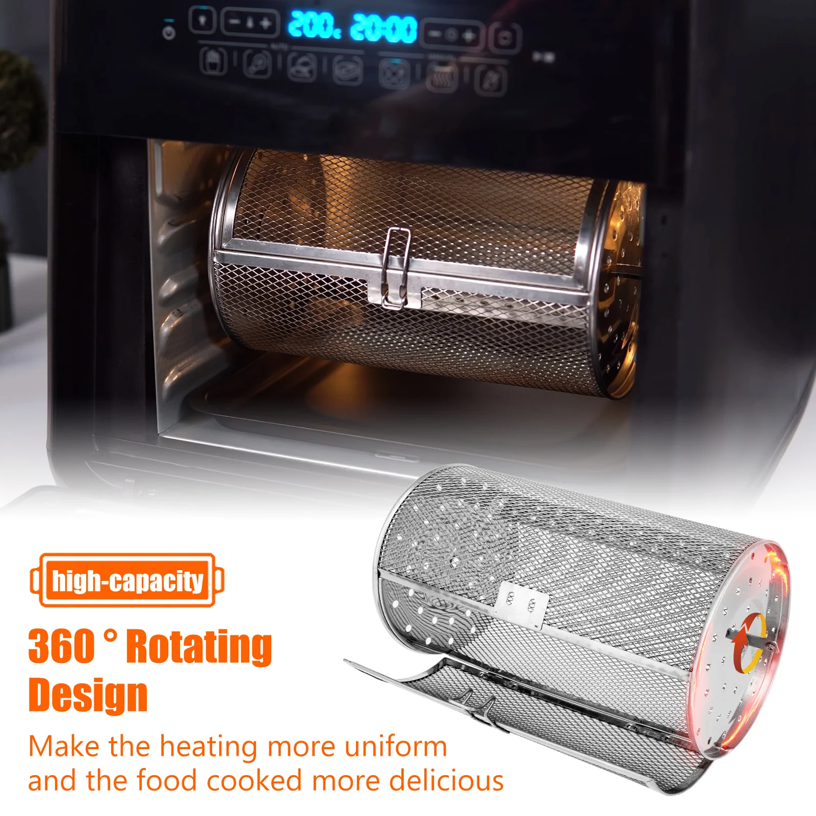 Вращающаяся корзина для гриля из нержавеющей стали орехи кофейные зерна клетка