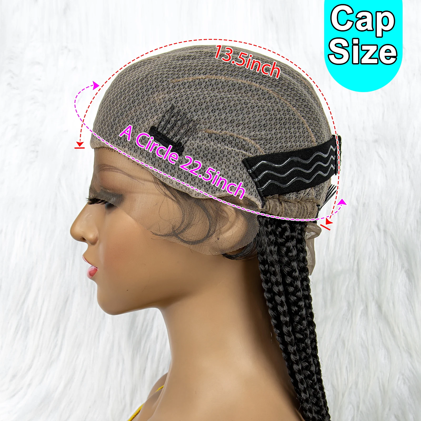 Kima Cornrow Box Braids Парик с детскими волосами Полные парики шнурка Синтетический парик