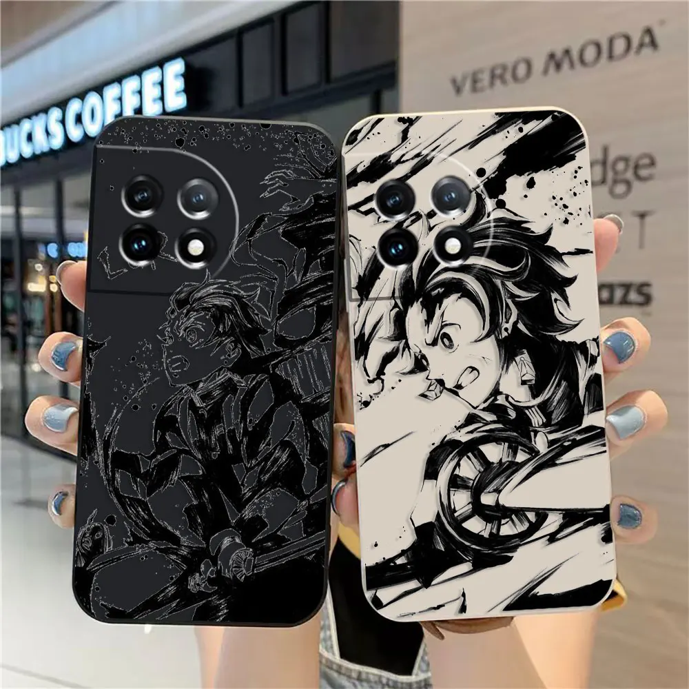 

Case For Oneplus 11 10 9 9R 9RT 8 8T 7 7T ACE 2 2V NORD CE 2 Lite Pro Case Cover Funda Cqoue Shell Demon Slayer Black And White