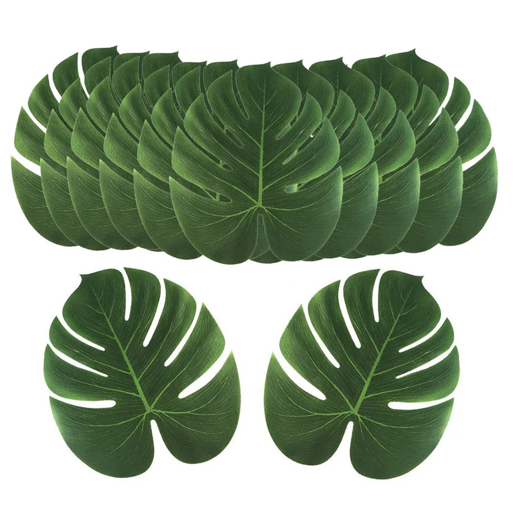 

12 Pcs Turtle Leaf Table Runner Tropical Palm Leaves Dining Decor Artificial Monstera Room Place Mats