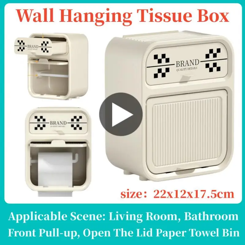 

Water Proof No Need To Drill Tissue Box Save Space Double Layer Tissue Box Nail-free Installation No Drilling Required Removable