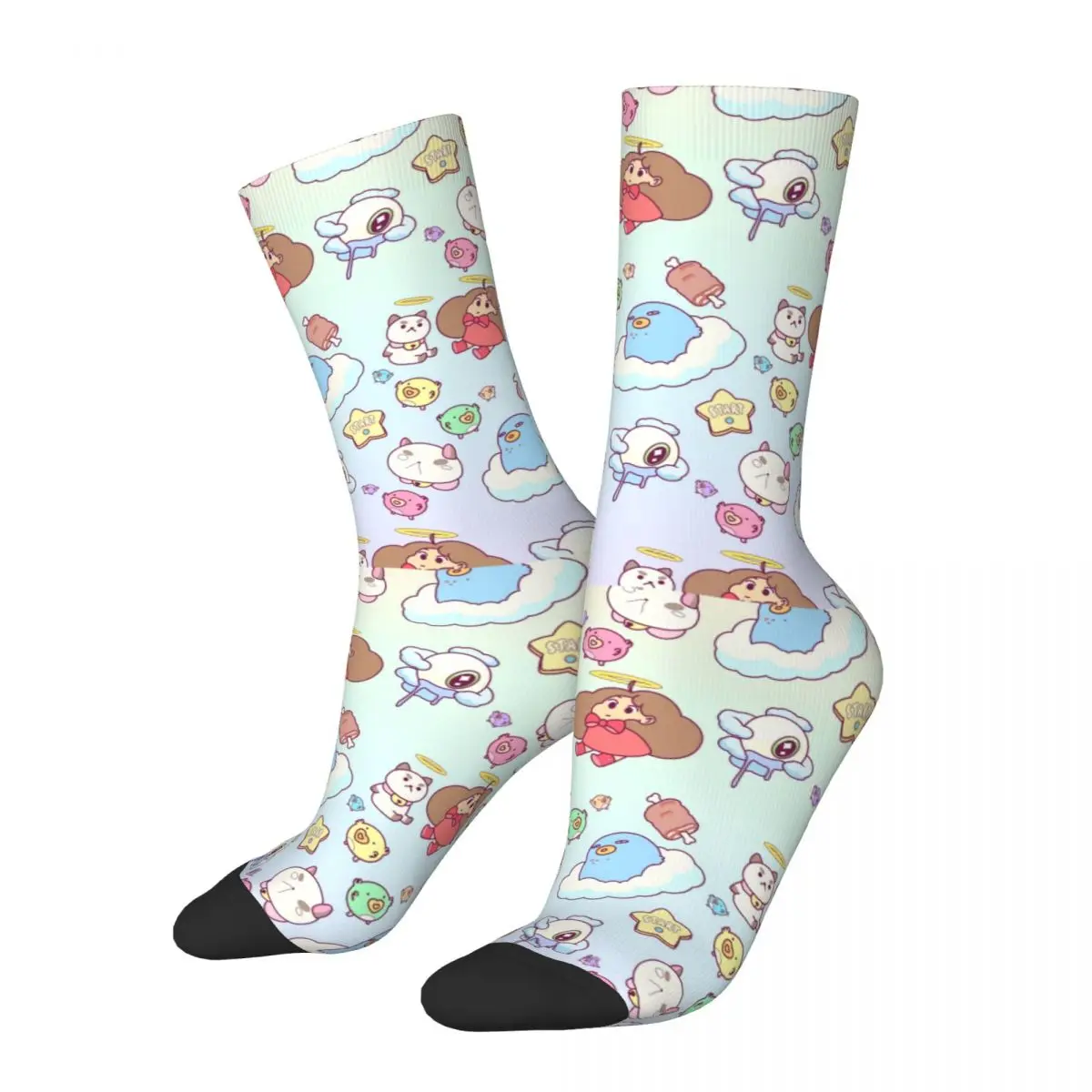 

Autumn Winter Casual Men's Women's Cloud World Bee And Puppycat Socks Sweat Absorbing Basketball Socks