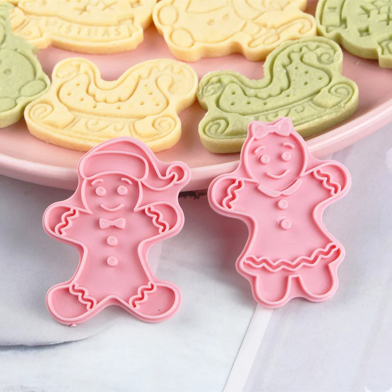 

8 шт./компл. мультяшный Рождественский набор резаков для печенья, Пластиковая форма для печенья, штамп для помадки, сделай сам, прессованная форма для выпечки торта, сахарной мастики