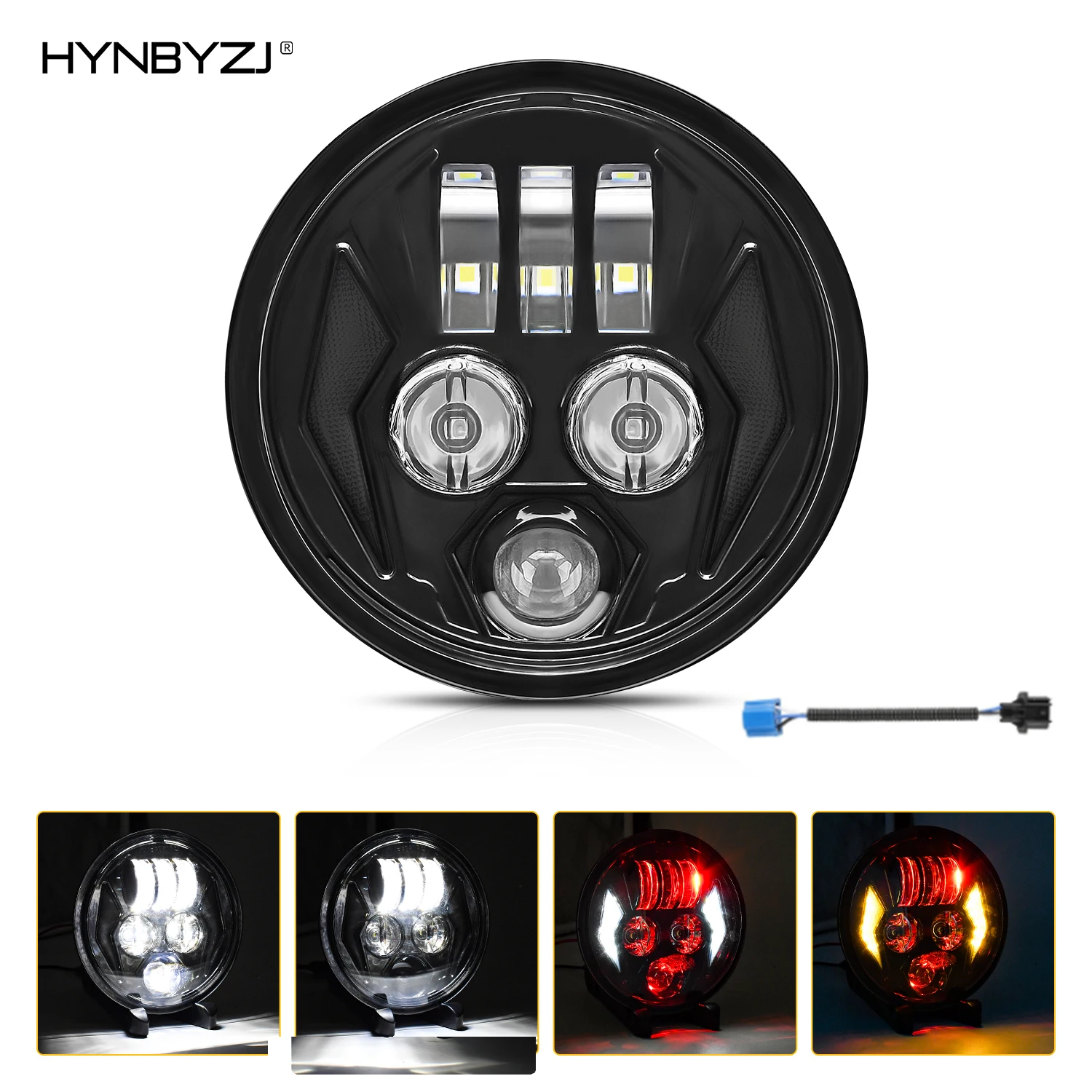 

HYNBYZJ 1 шт. 300 Вт мотоциклетная Лампа 6000 дюймов 3000K/K лм Halo/Crystal светодиодный без мерцания IP67 водонепроницаемая DRL
