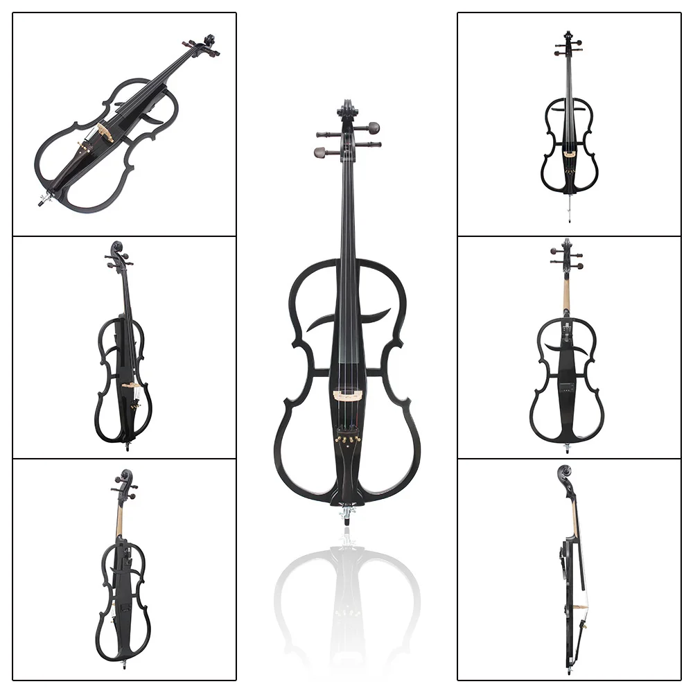 Ammoon 4/4 электрическая Виолончель из цельного дерева Violoncello Ebony фитинги в стиле 1 с