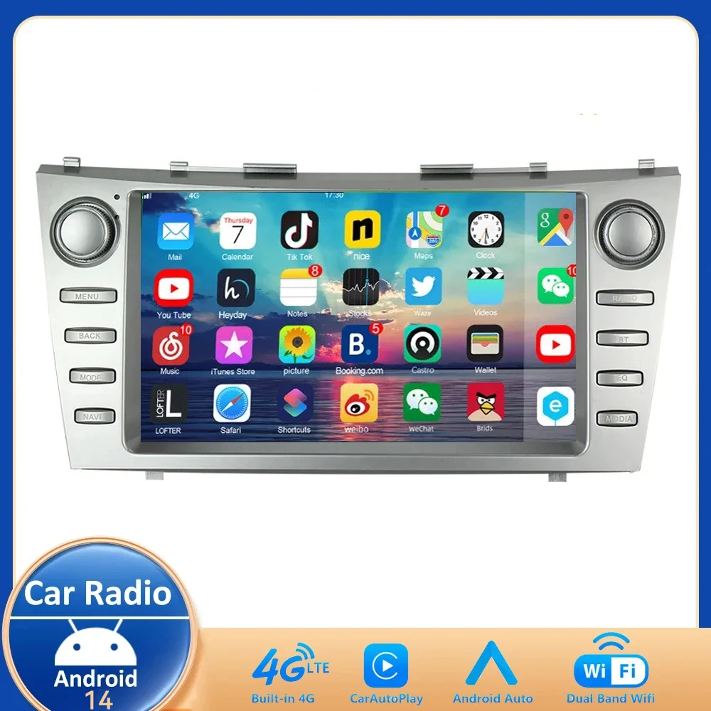 Автомобильный мультимедийный плеер 8 + 128G Android 14 0 радио для Toyota Camry 2006 2007 2008- 2011