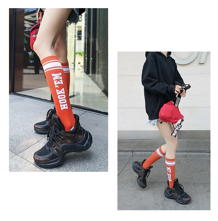 

Модные носки до середины икры, подходящие цвету женские гольфы с рисунком «гусиные лапки», высокие чулки, модные носки-гольфы средней длины