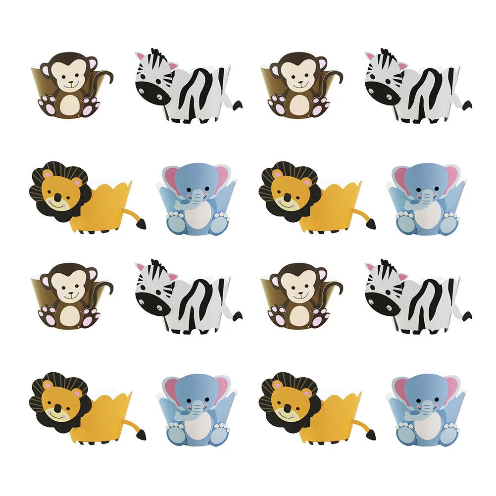 

24 Sets Cartoon Animals Patterns Cupcake Wrappers Paper Cake Decoration Wraps for Birthday Party with