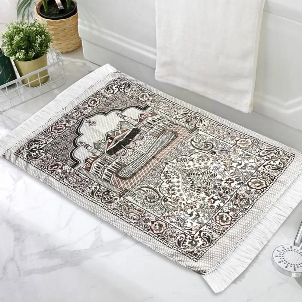 

Muslim Rug Carpet Ethnic Style Soft With Tassel Decoration Home Floor 110*70cm Thick Mats Living Worship Prayer Blanket Roo R4a2