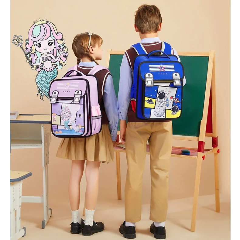 Children Anime Backpacks New Cartoon Princess Girls Mermaid Unicorn Boys Dinosaur Space School Bags with Tutorial Bags All-match
