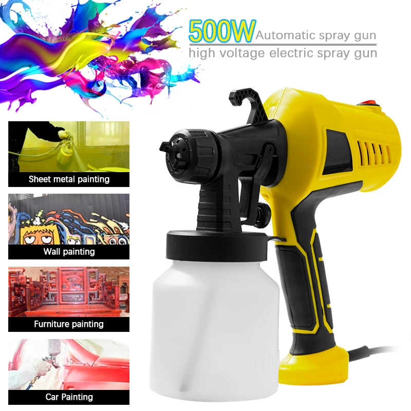 

500W 800ML High-voltage Electric Spray Gun High-power Household Airless Spray Gun Adjustable Spray Range Easy Painting Tool