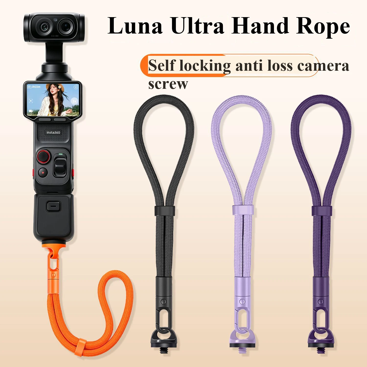 Фото Ремешок-шнурок для Insta360 Luna Ultra Pocket 3/4/4p, портативный браслет, ремешок для экшн-камеры, защита от потери, короткий ремешок на запястье №1
