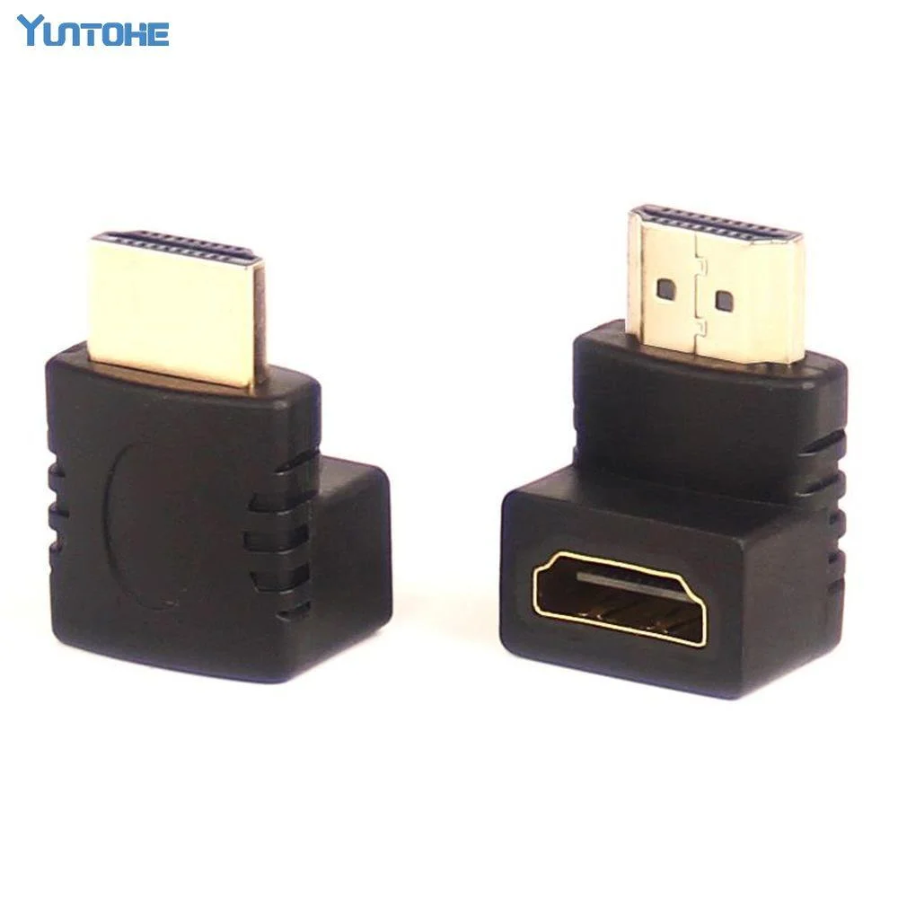 

Оптовая продажа, Кабель-адаптер 100 шт./лот, совместимый с HDMI, штекер-гнездо, конвертер, удлинитель с углом 90 градусов для HDTV 1080P