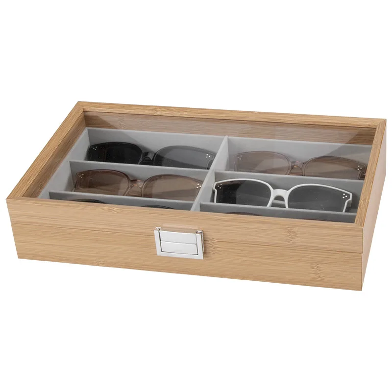 Bamboo Grain Wooden 6-position Glasses Storage Display Box Sunglasses Display Box Sunglasses Display Props Jewelry Manager Tray