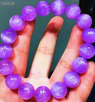 natural purple kunzite clear round beads bracelet 12 4mm cat eye crystal women men kunzite bracelet genuine aaaaaa