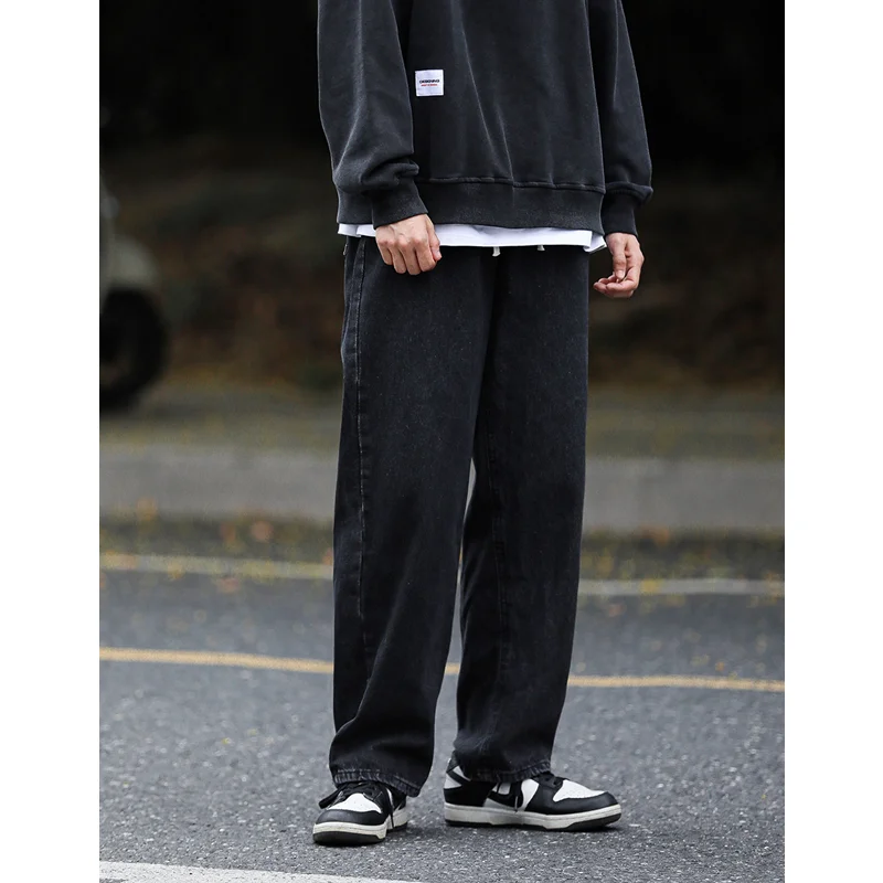 Men's Wear 2022 New Pattern Vintage Versatile Temperament Recreational Blue Jeans Loose Straight Cylinder Trousers Autumn Female