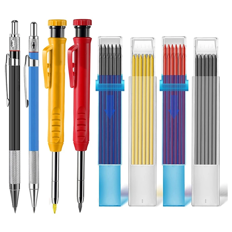 

Mechanical Carpenter Pencils Kit With 40 Refills, 4 PCS Colorful Deep Hole Woodworking Pencils , Carpentry Marking Tools