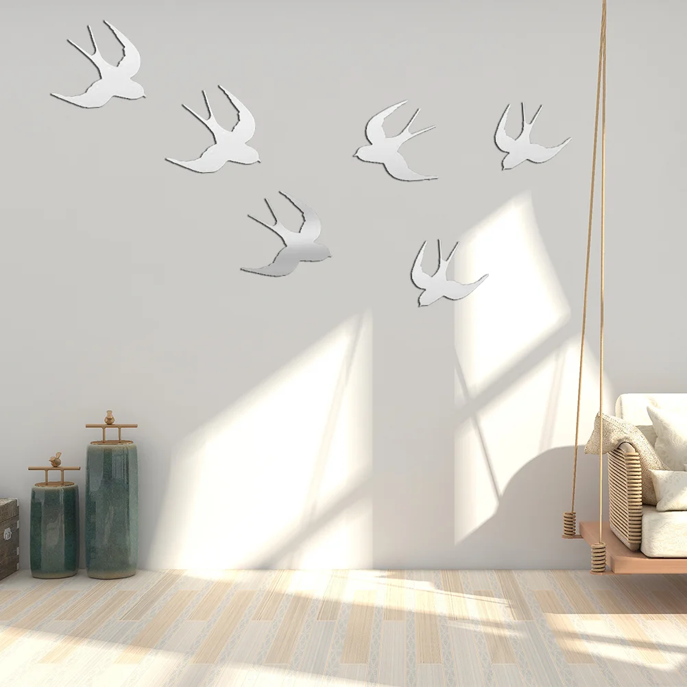 

1PC Swallow Mirror Creative Acrylic Removable Peel and Stick Decals Wall Stickers for Living Room