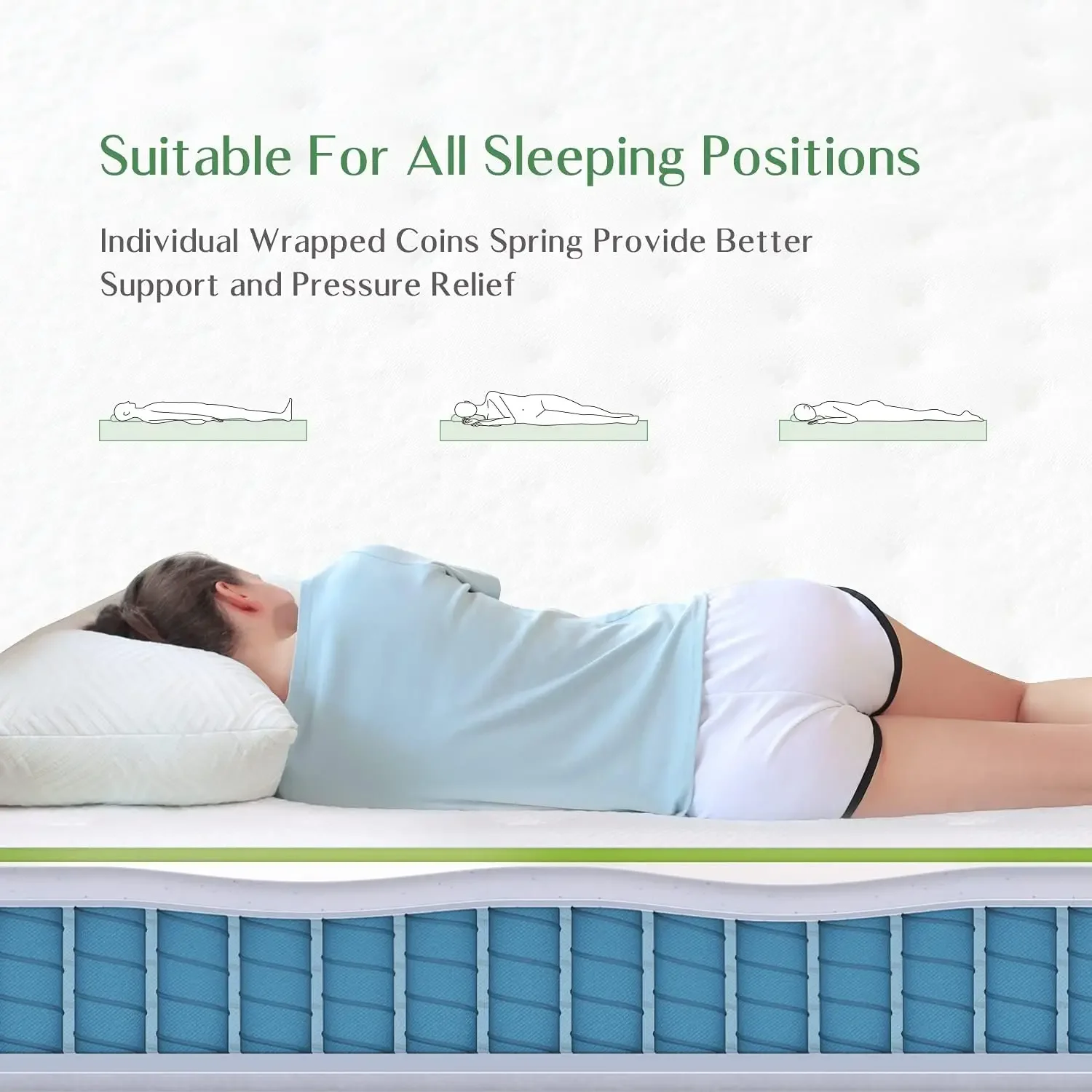 Матрас размера queen-size 10-дюймовый гибридный матрас с гелевой пеной эффектом памяти