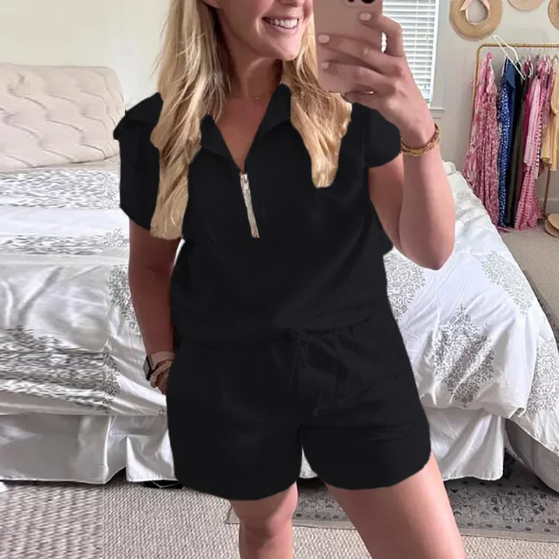 Летний комплект из двух предметов женская повседневная одежда с V-образным