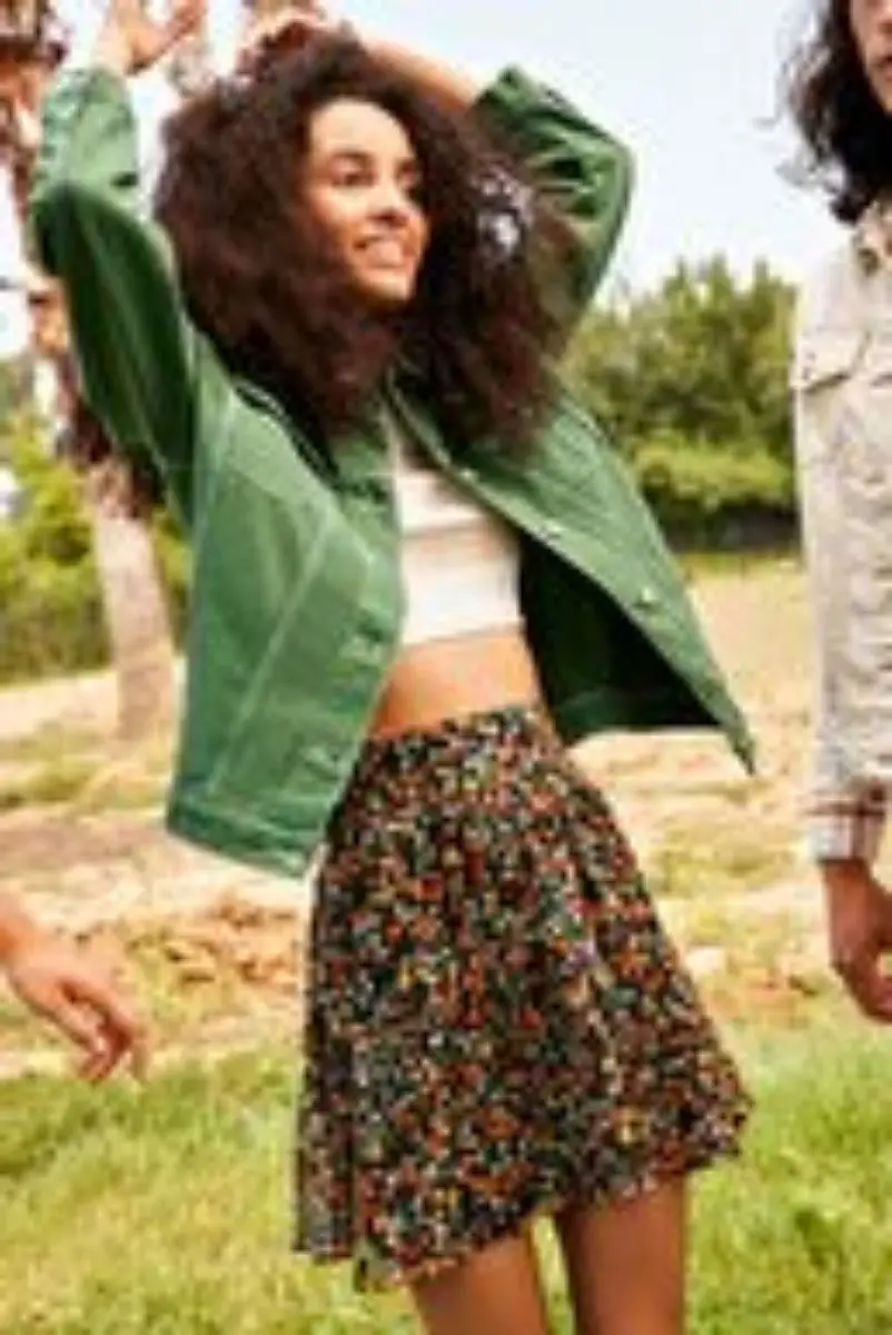 

Multi-colored floral pattern skirt
