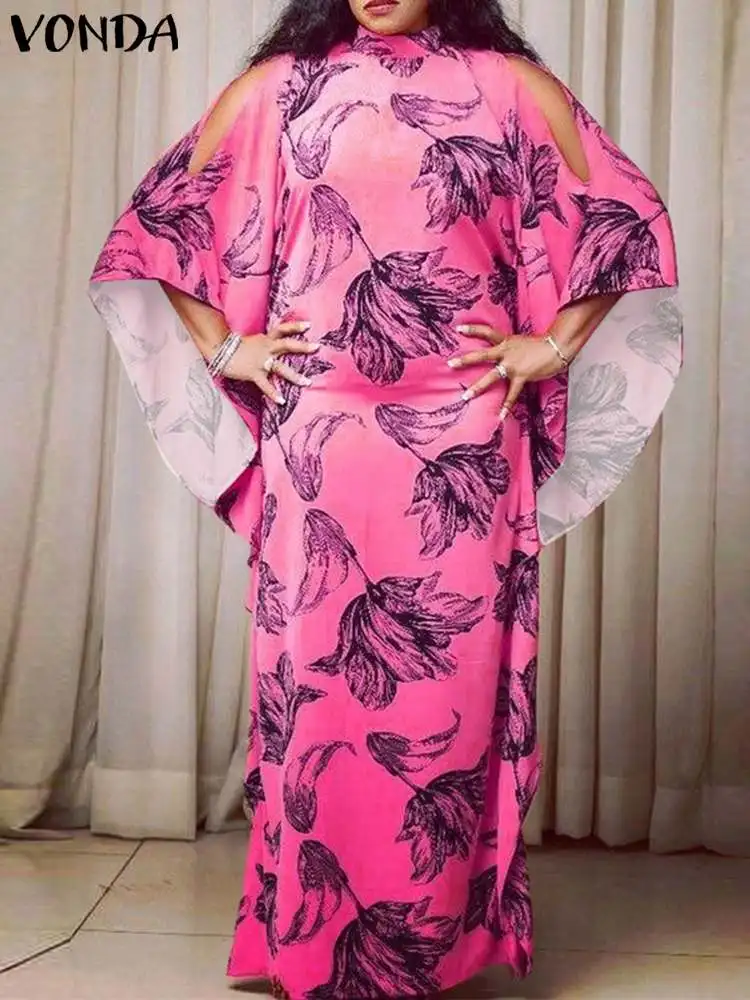 

VONDA Women Summer Off Shoulder Dress 2022 Holiday Sundress Sexy Vintage Printed Party Maxi Dresses Loose Vestidos Robe Femme 4#