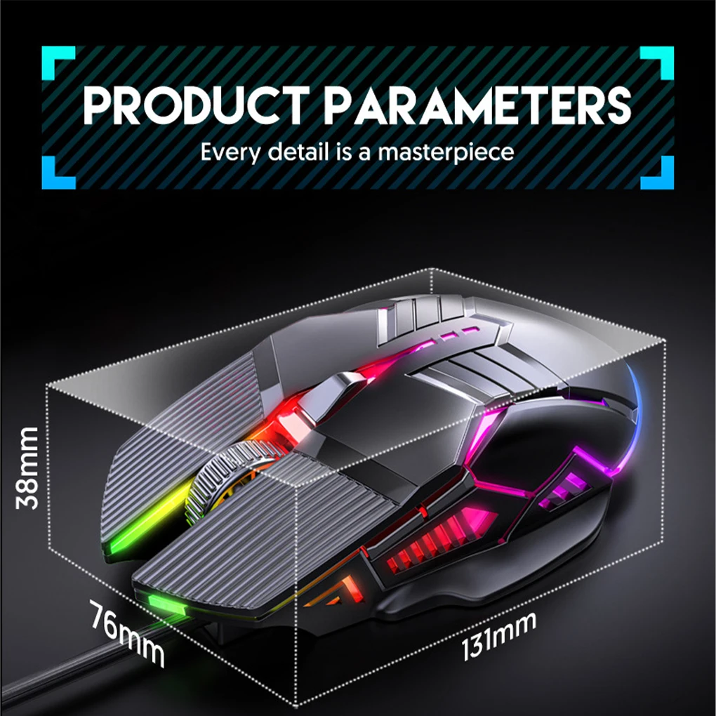 USB-мышь игровая Проводная Бесшумная 3200DPI 6 кнопок