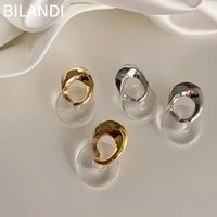 bilandi fashion jewelry 925 silver needle geometric earrings simply vintage temperament round resin earrings for women gifts