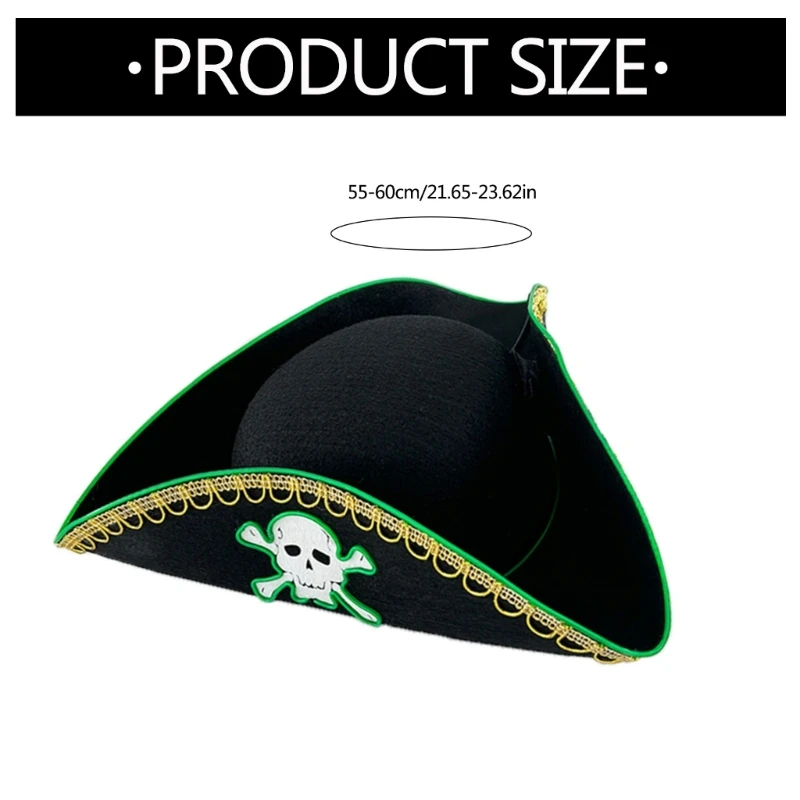 Карнавальная шляпа для мальчиков и девочек трехугольная пиратская светящаяся