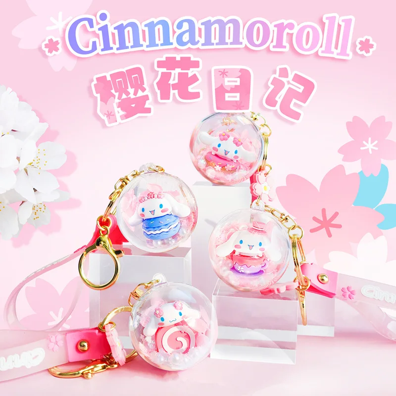 

Genuine Sanrio Cherry Blossom Diary Series Keychain Cinnamoroll Female Cute Trendy Exquisite Keychain Bag Pendant Accessories