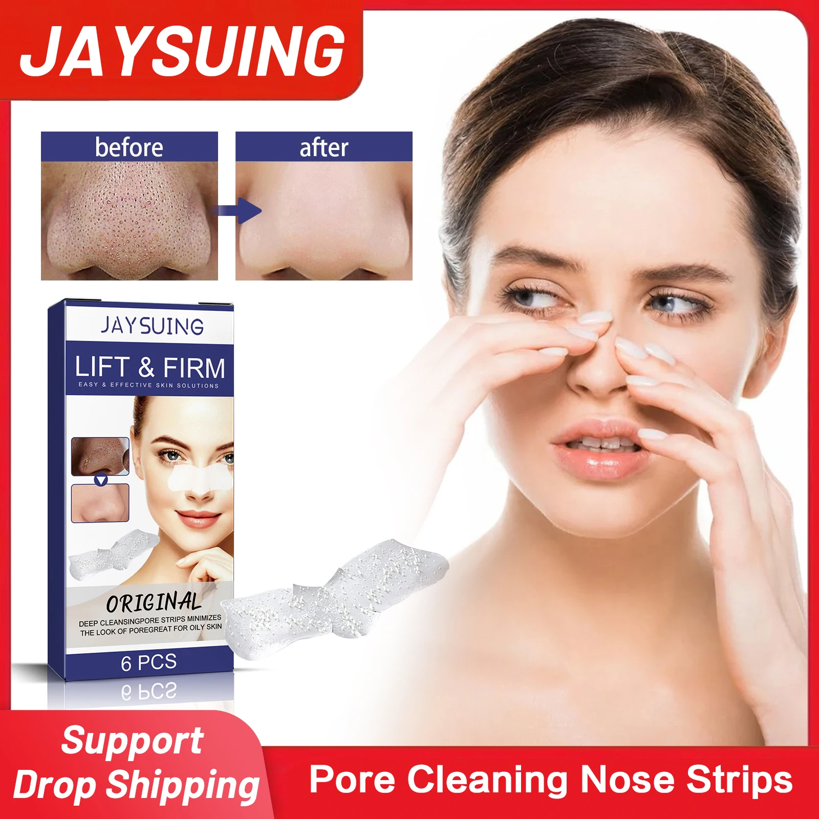 

Pore Cleaning Nose Strips Remove Blackhead Pimples Exfoliating Deep Cleansing Against Black Dots Acne Treatment Nose Mask 6pcs