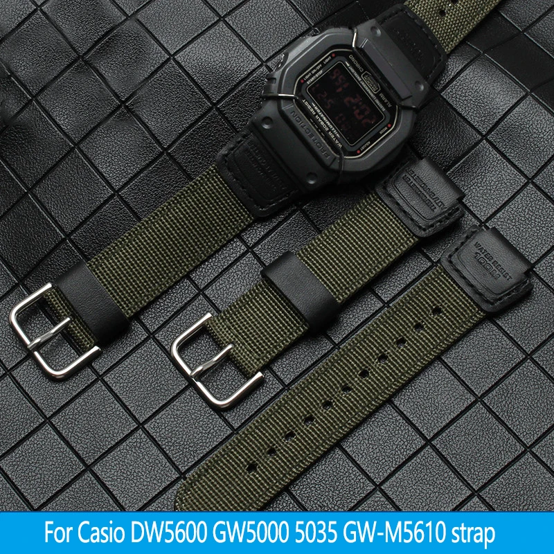 

Bracelet For Casio G-SHOCK High-quality Nylon Watchband DW5600 GW-5000 5035 GW-M5610 Modified Army Green Black Watch Strap 16MM