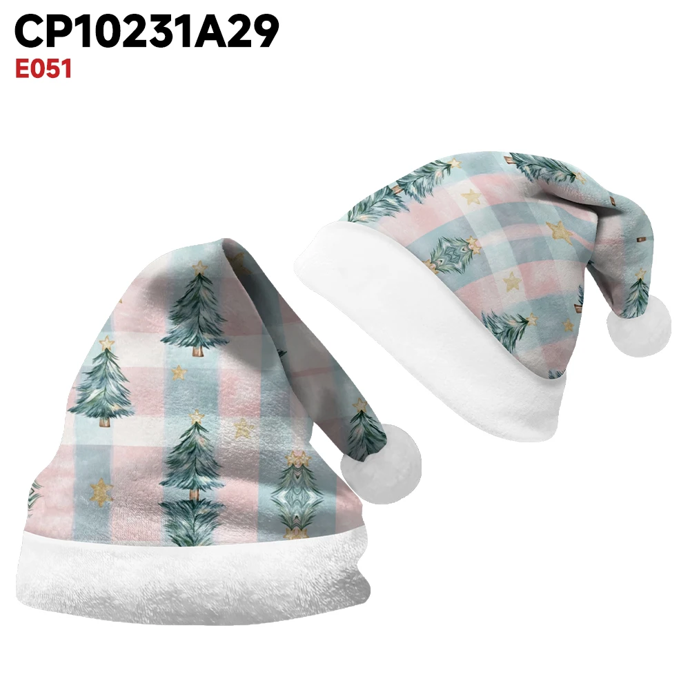 Рождественская шапка с белой каймой зимняя ретро маленькая свежая печать модная