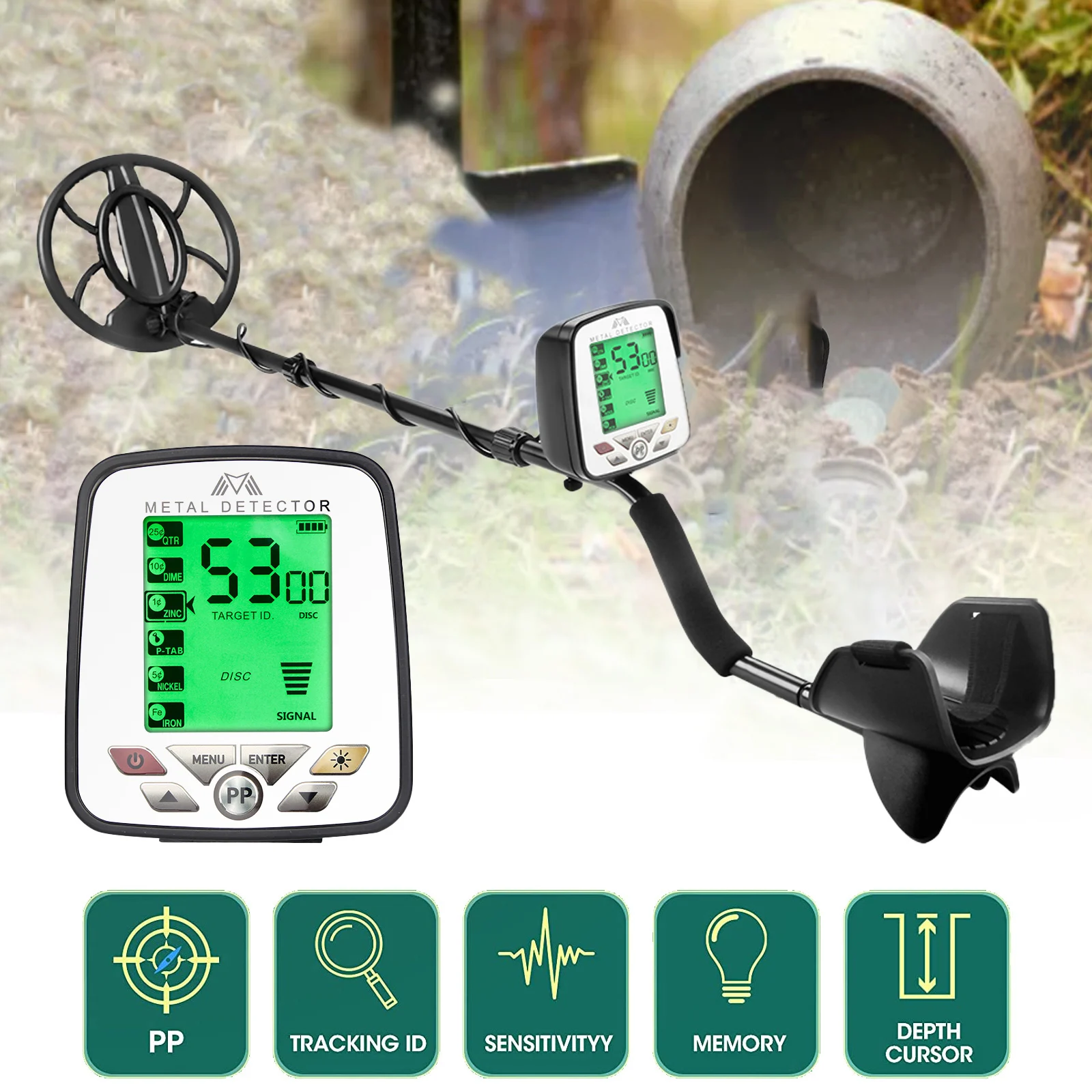 

MD5032 Metal Detector Accuracy High Sensitivity Metal Detecting Tool Jewelry Treasure Underground Gold Metal Finder 3 Modes