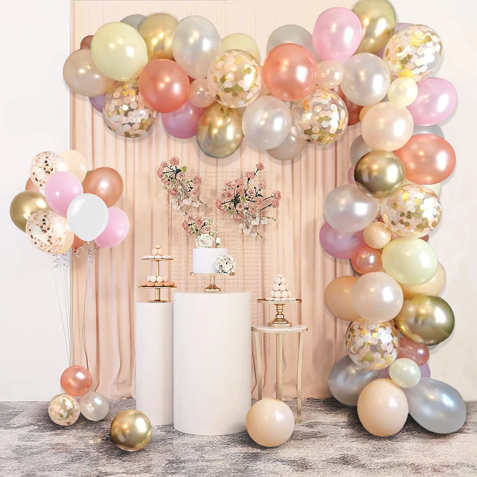 

97PCS Rose Gold Balloon Garland Arch Kit Wedding Birthday Baloon Birthday Party Decor Kids Baby Shower Latex Confetti Ballon