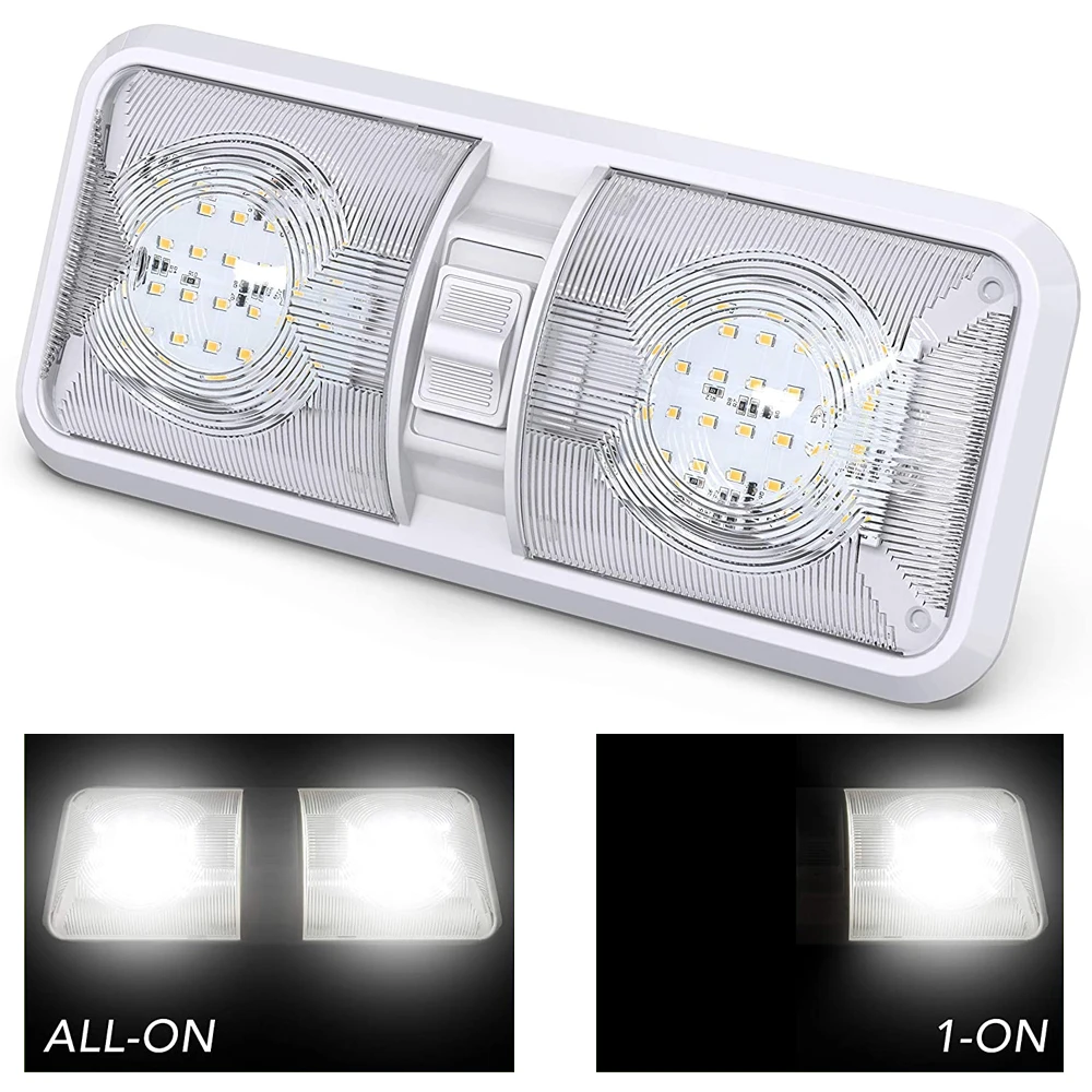 

Потолочный двойной светодиодный светильник для автофургона, 12 В постоянного тока, 4000-4500K, внутреннее освещение, светильник для автомобиля, т...