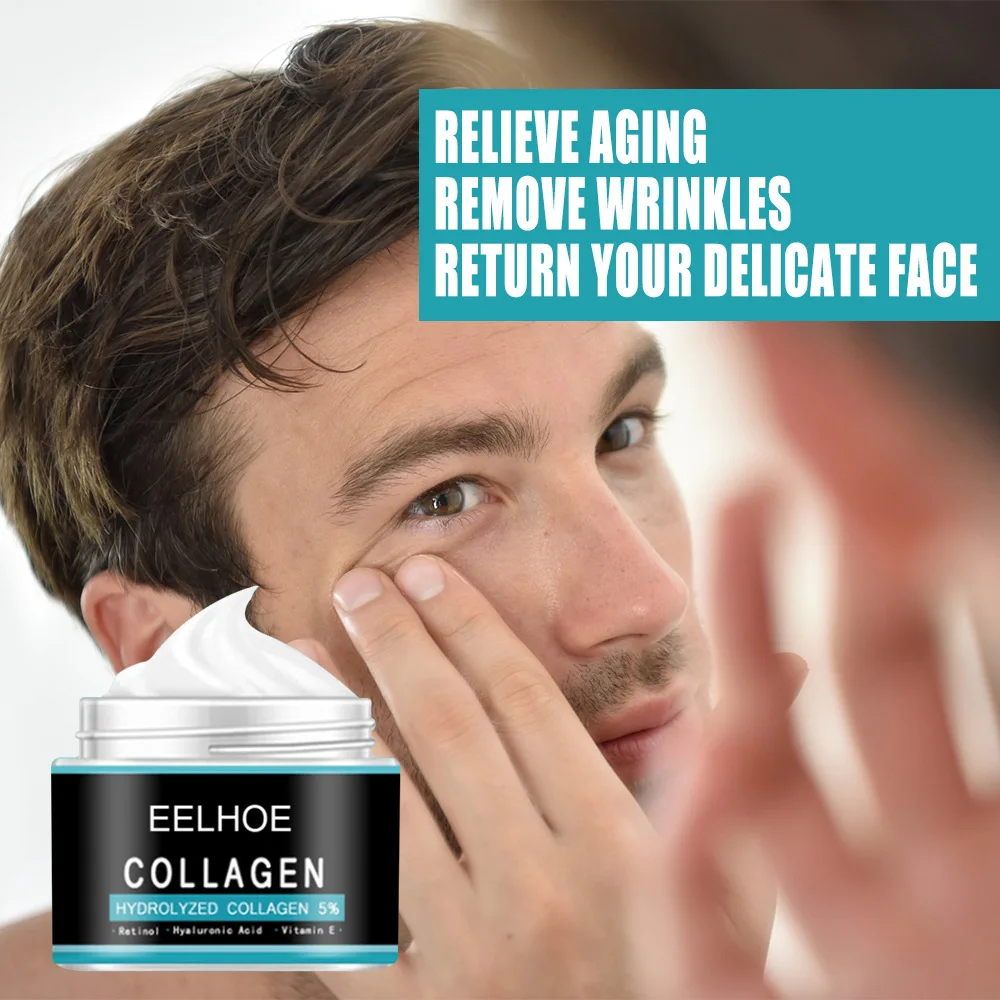 

EELHOE Collagen for Men Face Cream Anti-Aging Wrinkle Deep Brighten Moisturizing Oil Control Firming Lifting Skin Care Day Cream