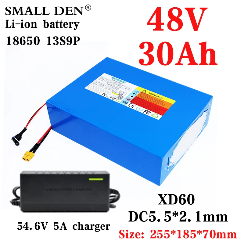48V 30Ah 18650 rechargeable lithium battery pack 13S9P 30000mAh electric bike scooter ebike built-in 30A BMS+5A charger |
