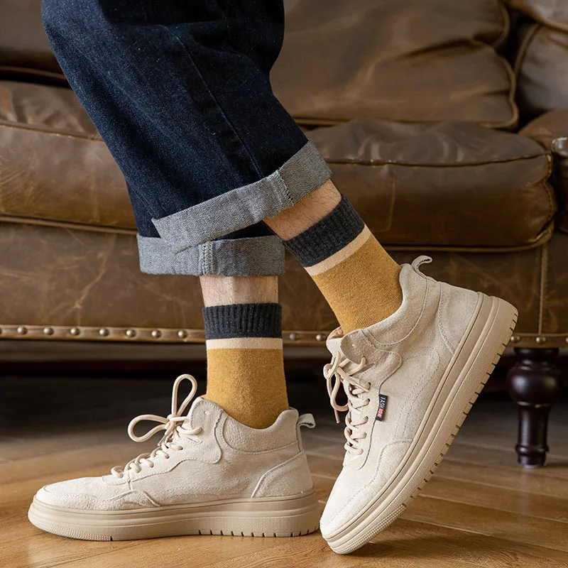 Men's Socks Winter Thick Warm Cotton Socks Fashion Casual Terry Long Socks 5 Pair