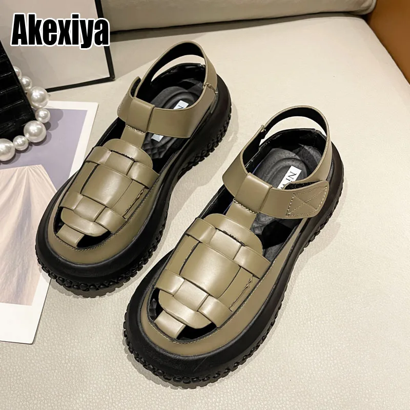 

Sandals Women Summer 2022 New Closed Toe Roman Sandals Ladies Retro Hollow Woven Women Sandals BC4124