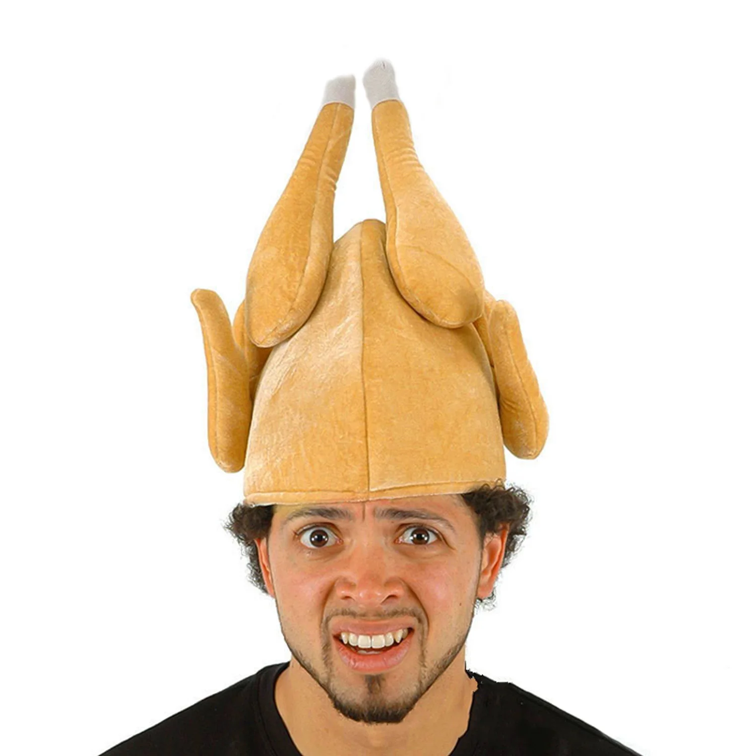 

Thanksgiving Cartoon Funny Adult Plush Roast Turkey Hat Velvet Holiday Party Cosplay Costume Hat Toy Men's and Women's Gifts